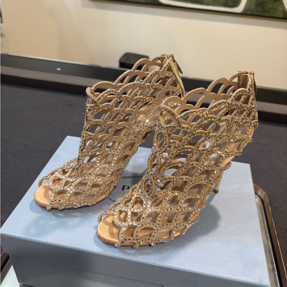 Sergio Rossi Gold Lattice Heels